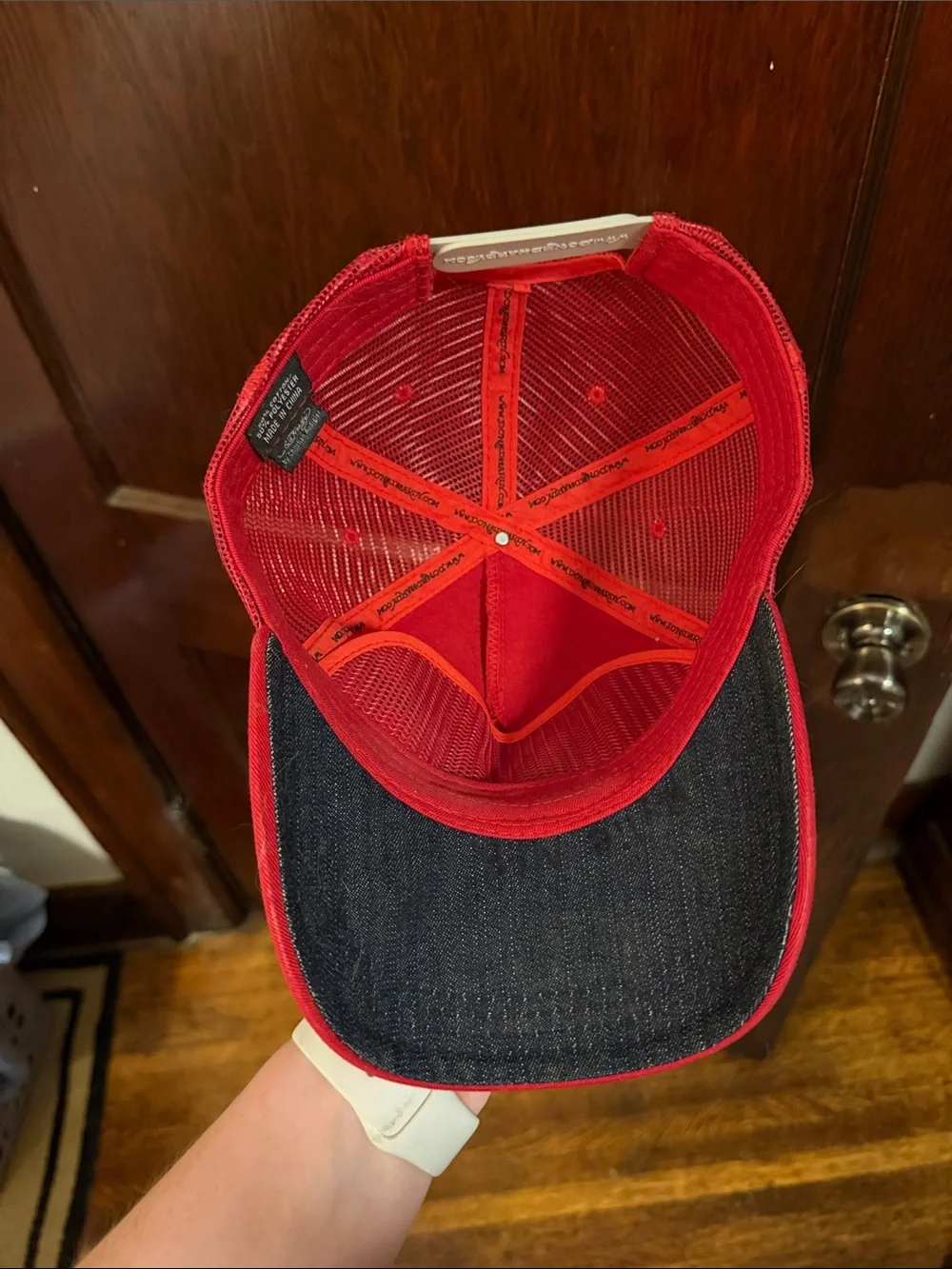 Ed Hardy Red Cap with Multicolor Embroidered Graphic